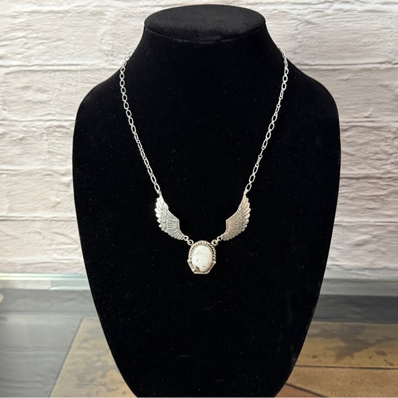 White Buffalo Turquoise and Sterling Silver Pendant Necklace by Running Bear - Picture 3 of 7